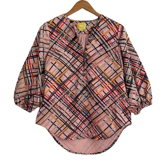 Maeve Popover Balloon Sleeves Multi Coloured Shirt - Picture 1 of 16